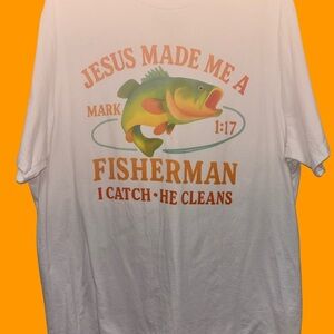 Gildan White Fisherman Graphic Tee